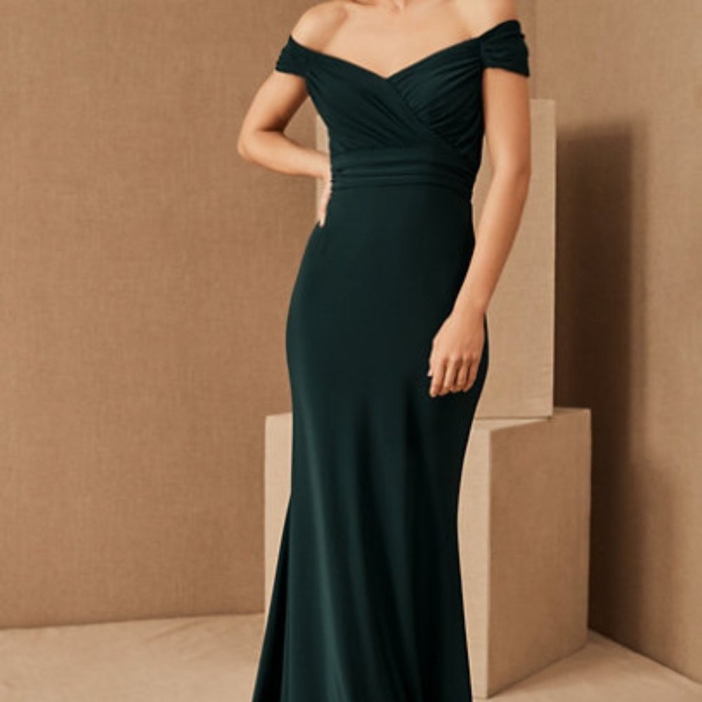 BHLDN Racine Off-the-Shoulder Emerald Green Dress